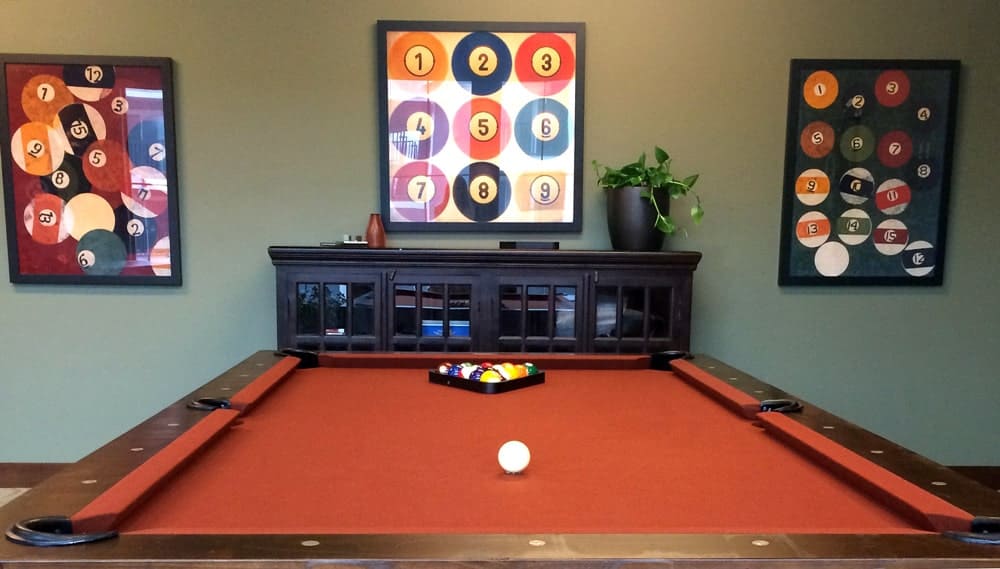 billiards room pool table style masculine design rustic elements interior