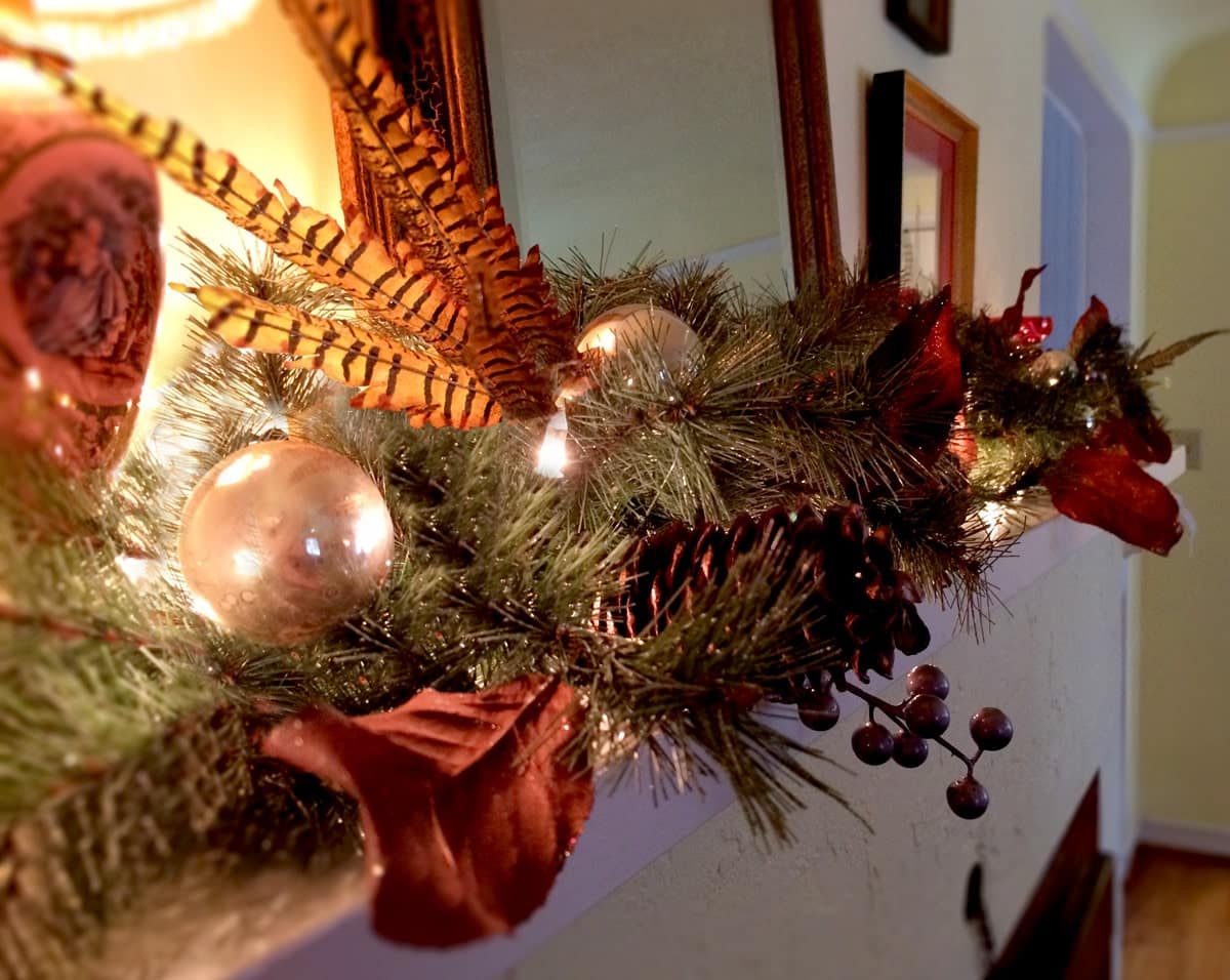 Holiday decorating festive christmas mantle