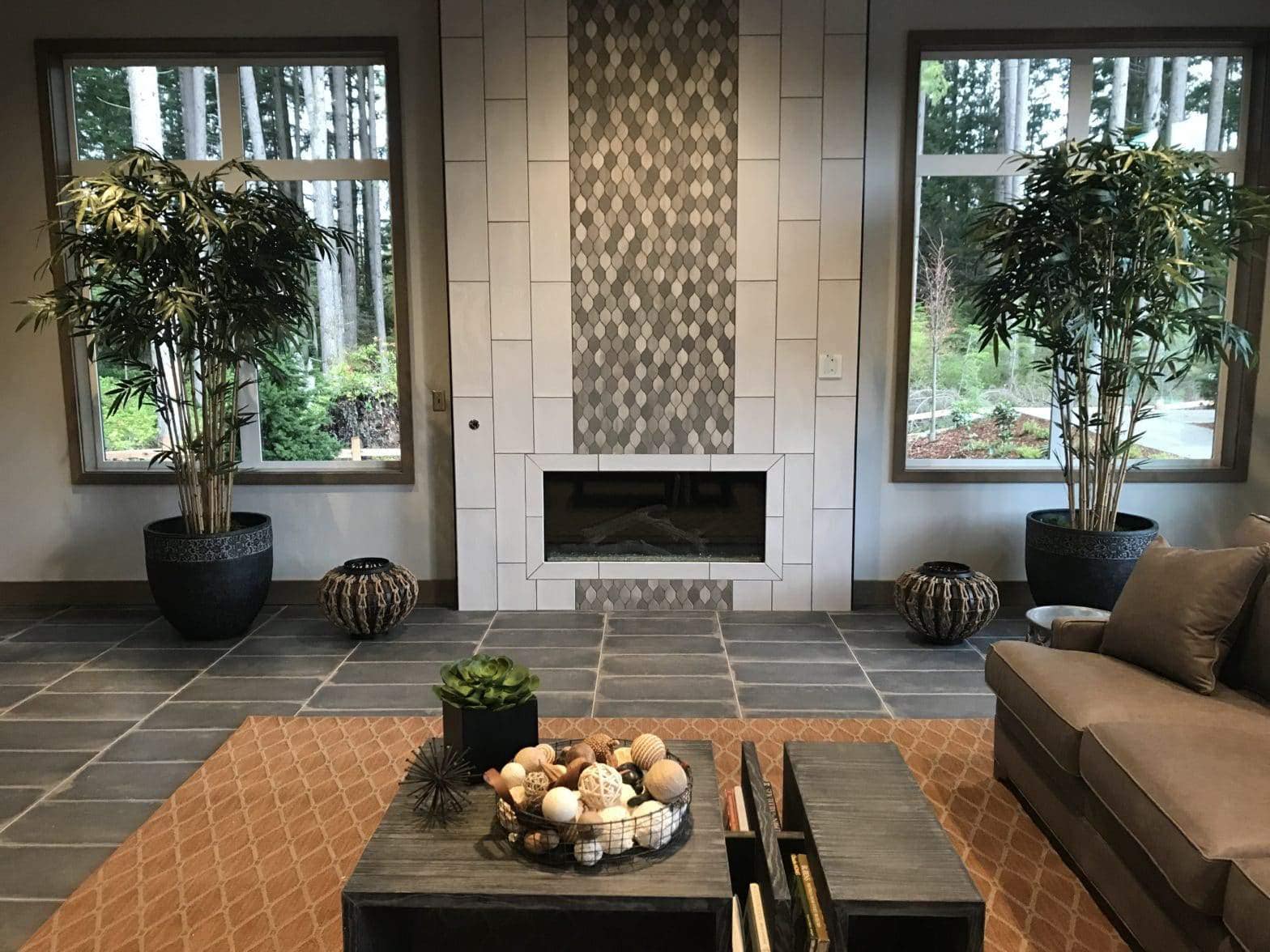 Custom Tiled Fireplace in Rec Center In Washington