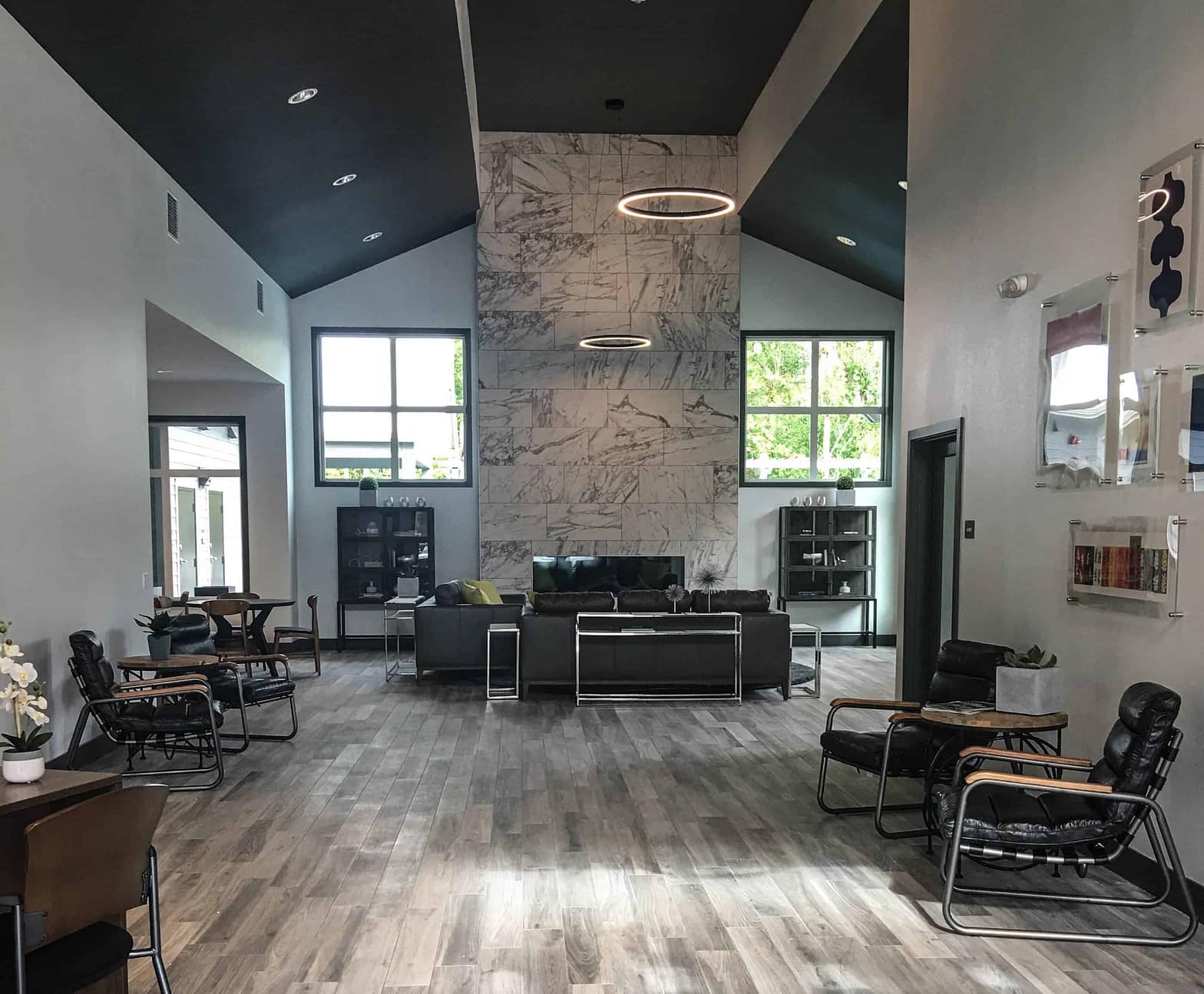 commercial interior design seattle black leather furniture