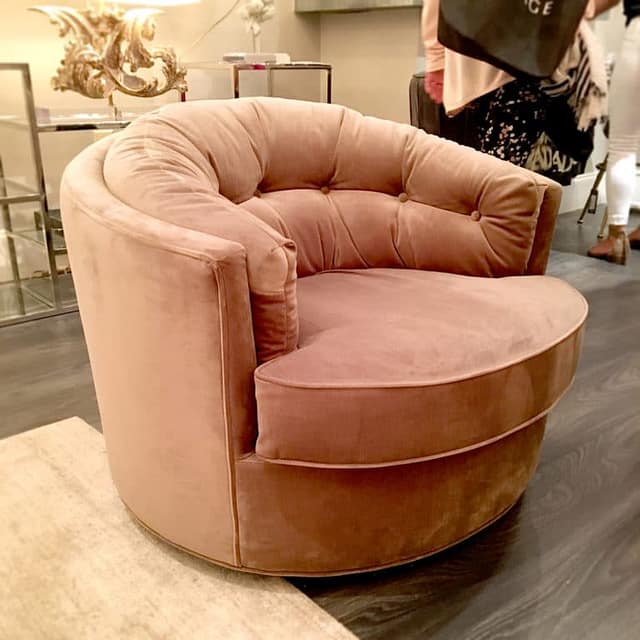 Blush Colored Velvet Swivel Chair